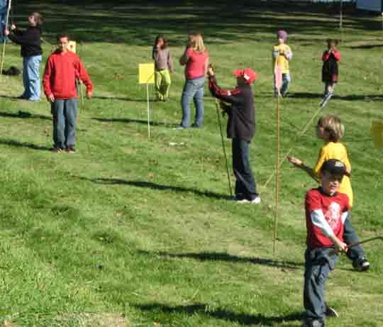 Atlatlists of all ages and abilities enjoy the atlatl range at the Chimney Point Museum