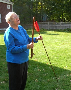 Rose Condon tries out the atlatl